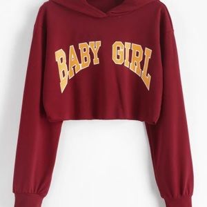 ROMWE Graphic Raw Hem Cropped Hoodie